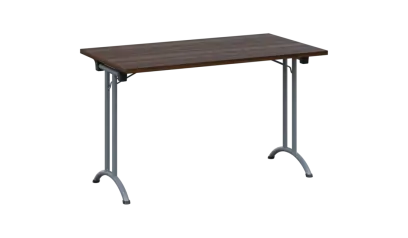 SLA 125 lak skládací jednací stůl 1250x700, deska 25 mm, podnož stříbrný lak, deska ořech královský